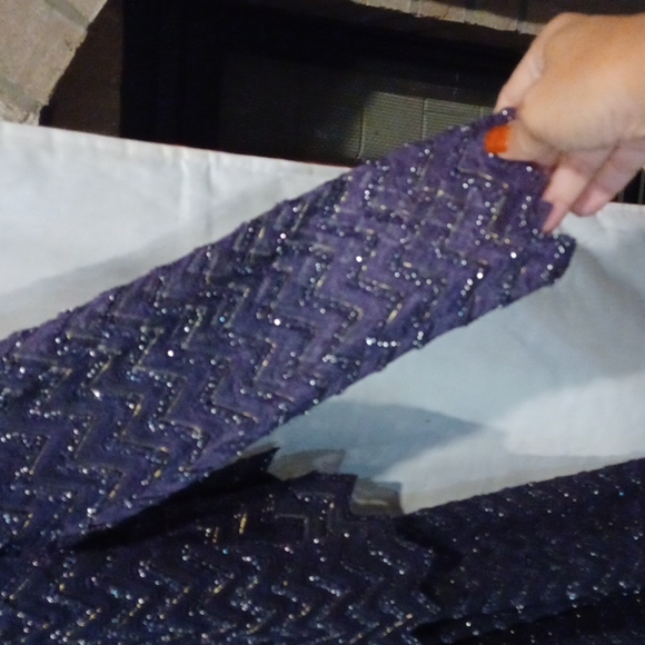 Andrews vintage plum sheer shiny mother of bride 2 pc set, zip lined skirt - Picture 3 of 9